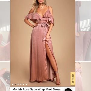 Moriah Rose Satin Wrap Evening Dress
